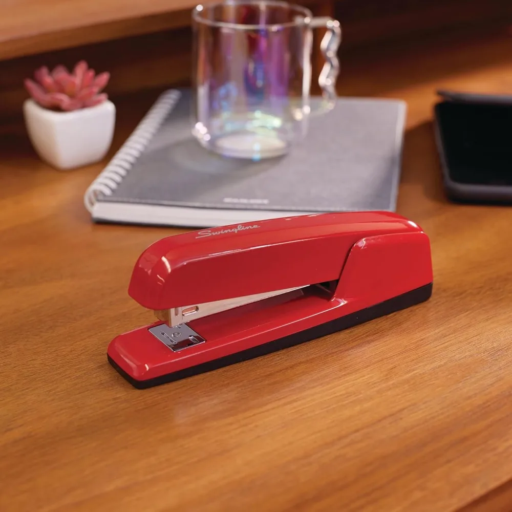 Jam-Free Metal Stapler, 30 Sheet Capacity, Rio Red Desktop Stapler with Lifetime Warranty