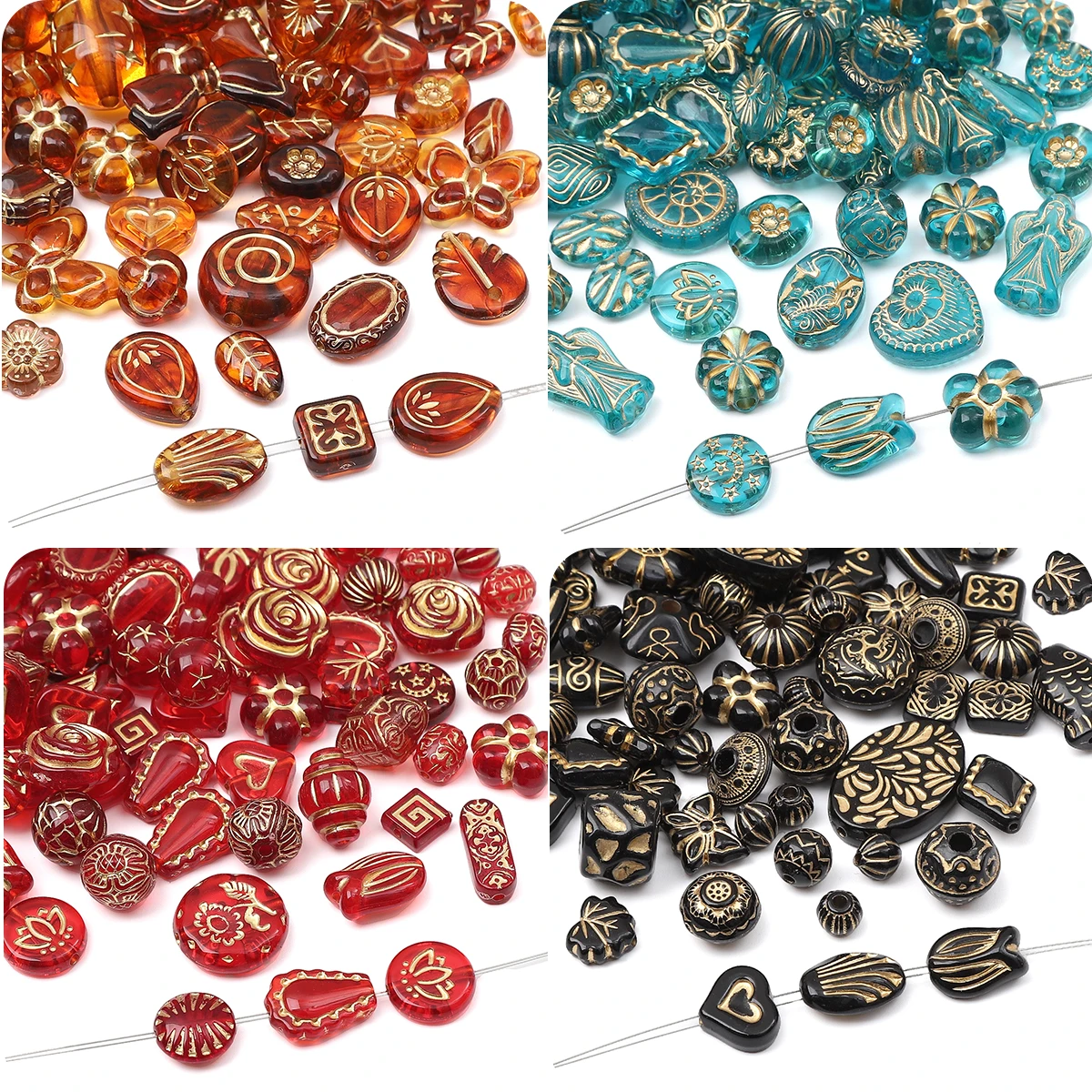 20g/bag acrylic retro gold stroke mixed style beads scattered beads handmade DIY making bracelets, necklaces, earrings, jewelry