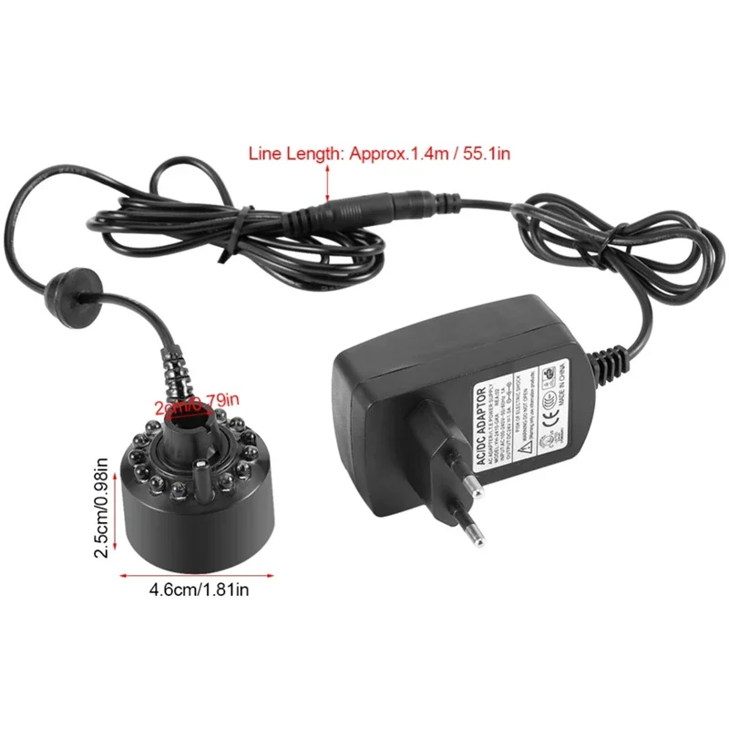 110V-240V 12 LED Fish Tank Mist Maker Forger Atomizer Humidifier For Water Fountain Pond Aquarium Decoration Creating Atmosphere