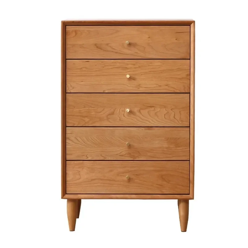 

chest of drawers solid wood, modern minimalist cherry wood bedroom living room storage locker child home