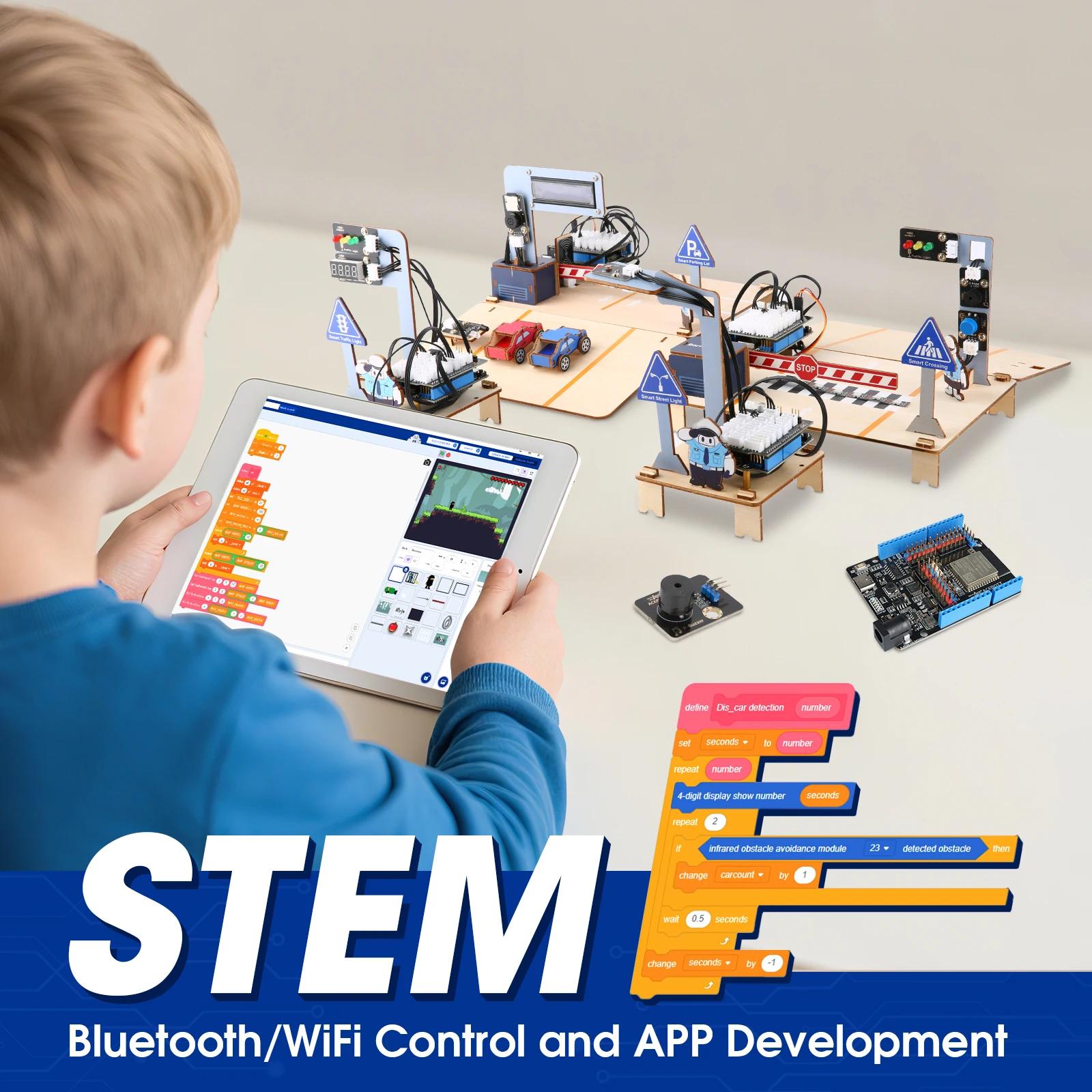 ACEBOTT ESP32 STEM Intelligent Transport School Smart Home Kit Education Solution Series with Teaching Resource for Arduino