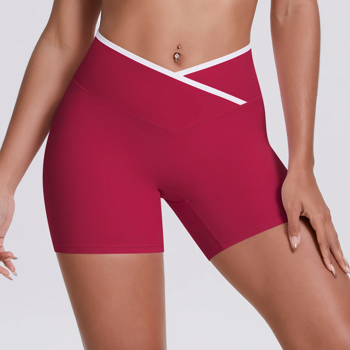 Yoga-Shorts, Damen-Fitness-Shorts, Shorts mit V-förmiger Taille, Lauf- und Fahrradshorts, atmungsaktive Sportleggings, Shorts mit hoher Taille für das Training und das Fitnessstudio. – Detail 35