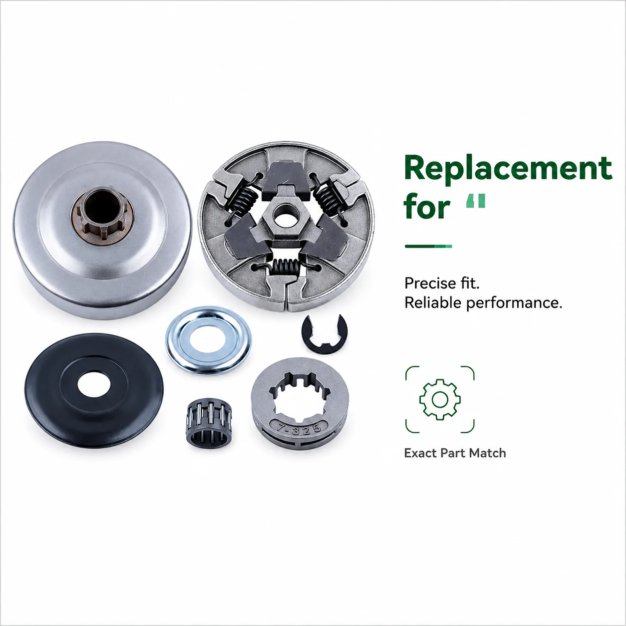 For Stihl MS261C MS271C MS291C Chainsaw Clutch Assy Drum Rim Sprocket Kit, .325-7 Needle Bearing Washer Cover E-Clip Set