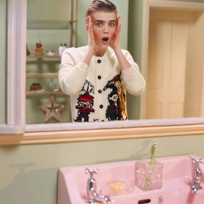 

Модный вязаный кардиган с длинными рукавами, новинка зимы 2025, женская одежда, мягкий, с цифровым принтом, стандартный крой, дышащий