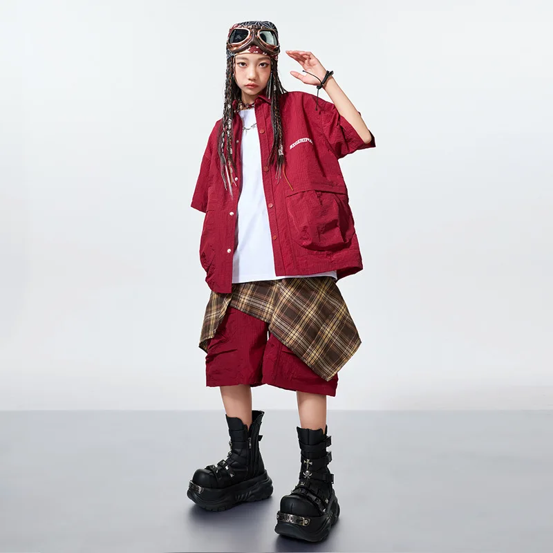 Neue Jungen Hip Hop Kleidung Sets Mode Street Dance Hemd Shorts Mädchen Jazz Dance Kleidung Gruppe Bühne Leistung Anzug Rave Tragen