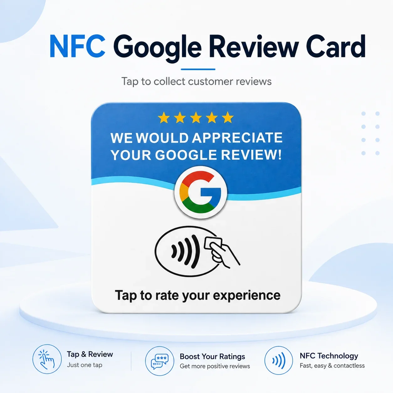 Programmable NTAG215 NFC Card 13.56MHz Square Round Adhesive PVC Desktop NFC Tag for Google Menu Tap‑to‑Access