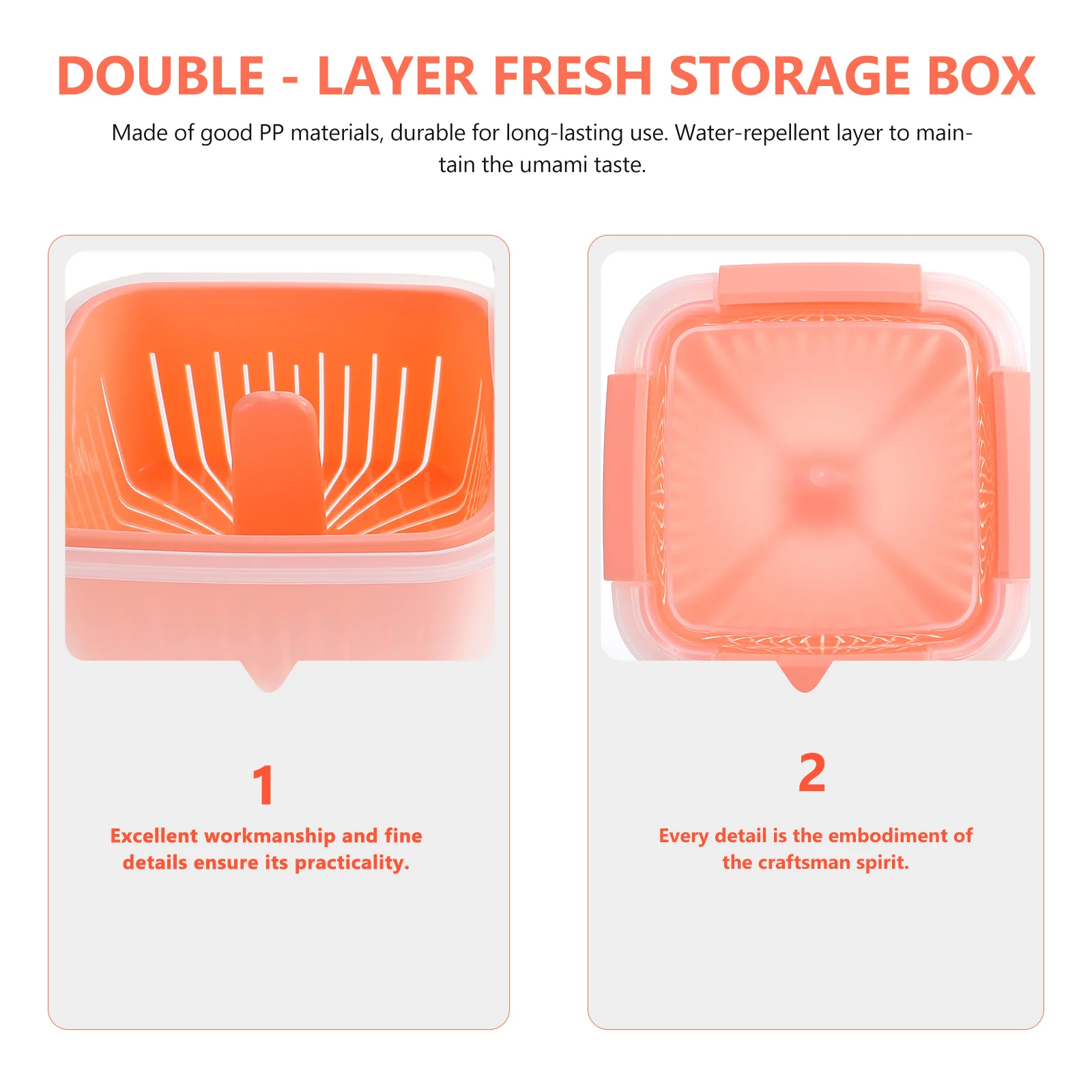 

【】Fresh Food Storage Containers Drain Design Reusable Pp Plastic Box For Fruits Vegetables Ginger Garlic Lettuce Keeper