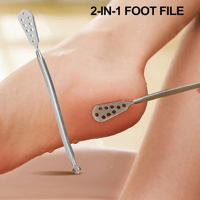 プロのフットグラインダー、角質除去ツール、両端ステンレス鋼フットファイル、ペディキュアスクラバー、角質除去ツール