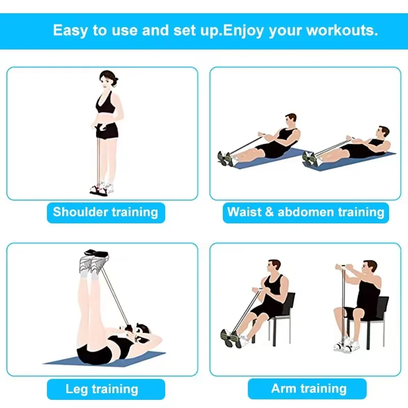 4-Tube Resistance Bands Yoga Pedal Puller Elastic Pull Rope Fitness Equipment for Abdomen Waist Arm Training view 4