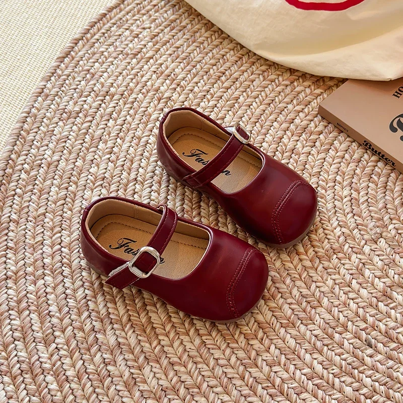 Children PU Leather Girls Student Kids Shoes 2025 Autumn New Fashion Elegant Comfortable French Style Mary Jane Casual Loafer