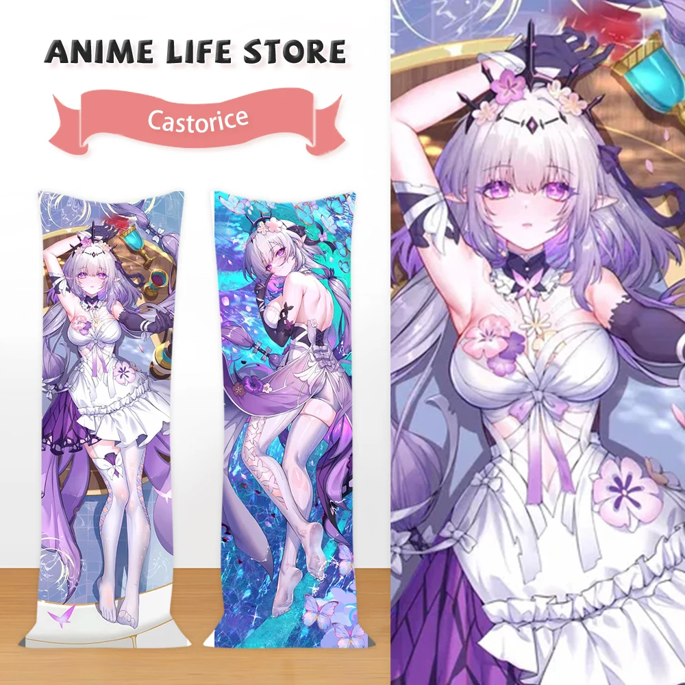 

Anime Castorice Purple Body Dakimakura Cover Hugging Fullbody Game Honkai: Star Rail Castorice Pillowcase Otaku Cushion Cover