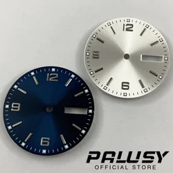 28.5mm NH36 White Blue Watch Dial Green Luminous Watch Faces For NH36 4R36 Movement Replacement Parts