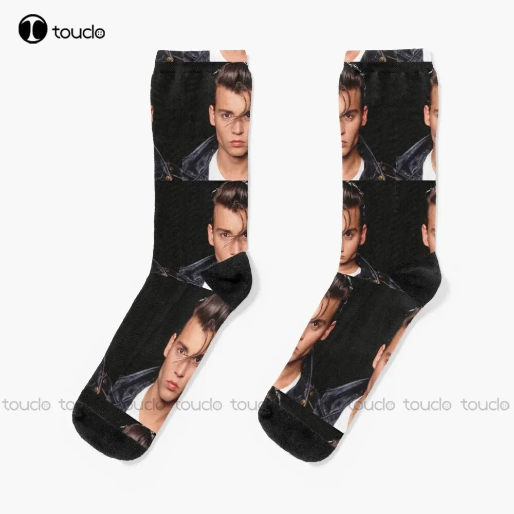 Young Johnny Depp Socks Soccer Socks Women Fashion Creative Leisure Funny Art Abstract Oil Painting Socks 360° Digital Print Art