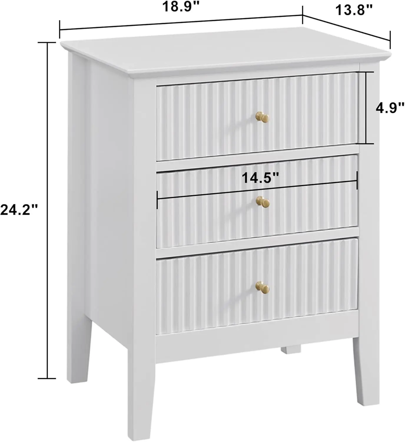 White Bed Side Table with 3 Drawers 19