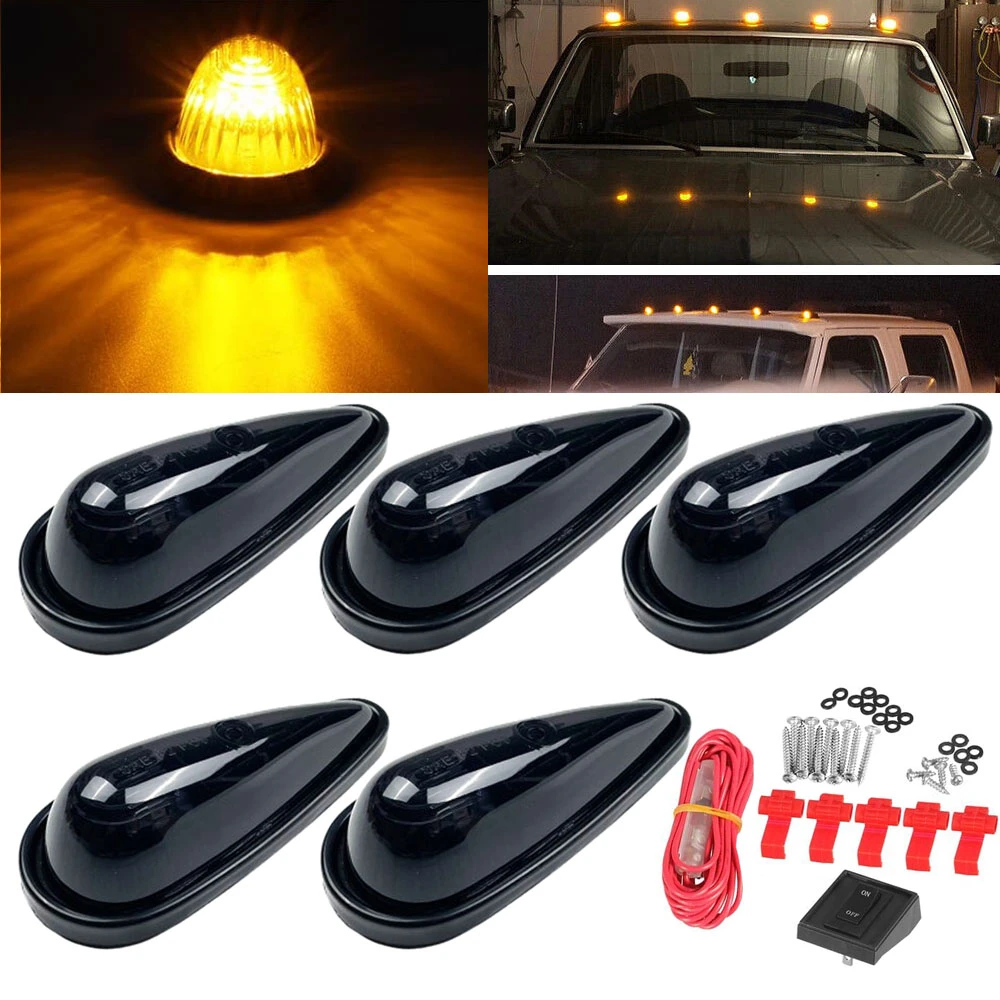 

Cab Roof Clearance Marker Teardrop Amber LED Lights Ford Chevy Dodge Pick-up