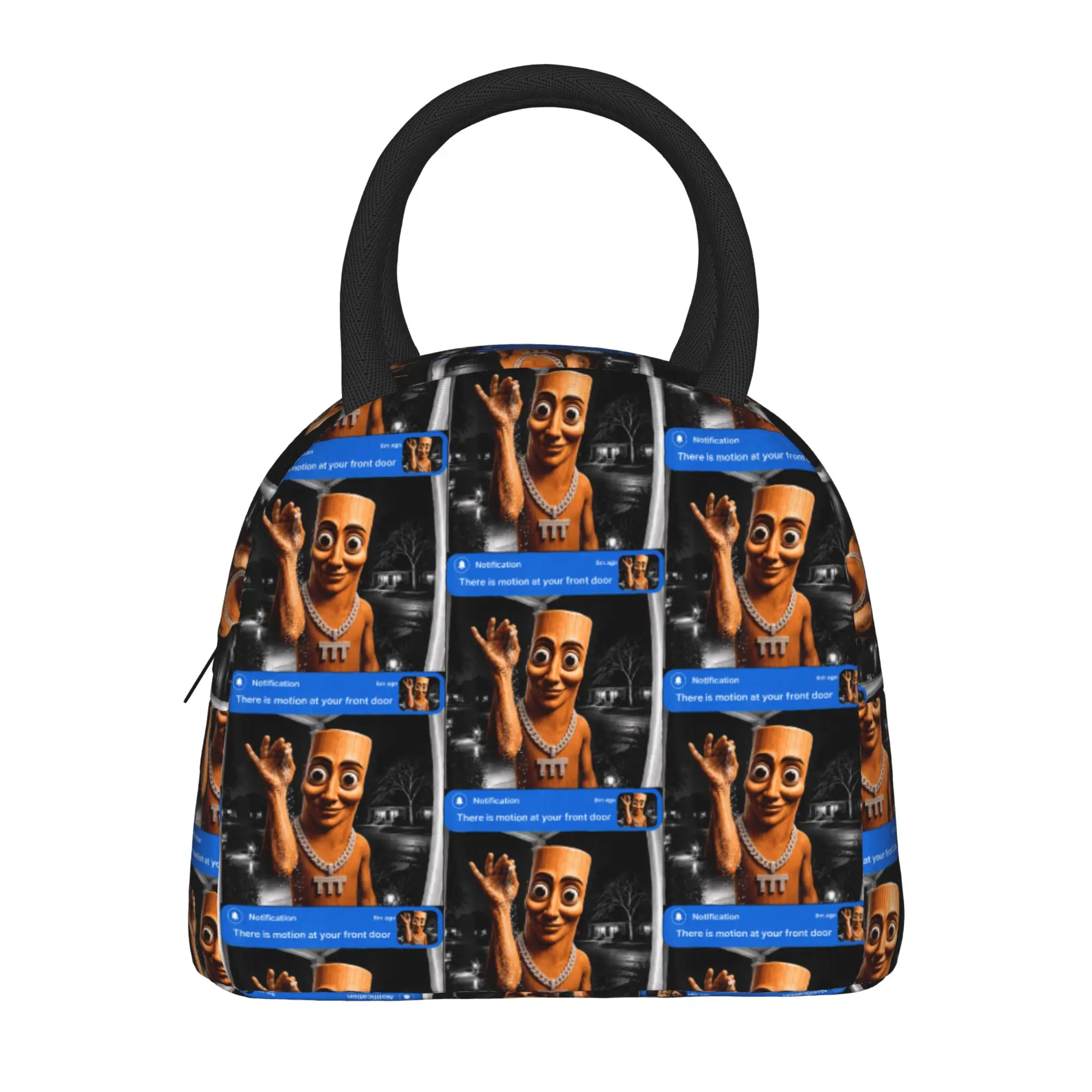 There is Motion at Your Front Tung Tung Sahur Money Lunch Bag  Office Lunch Box For Men Retro Print Thermal Tote Handbags