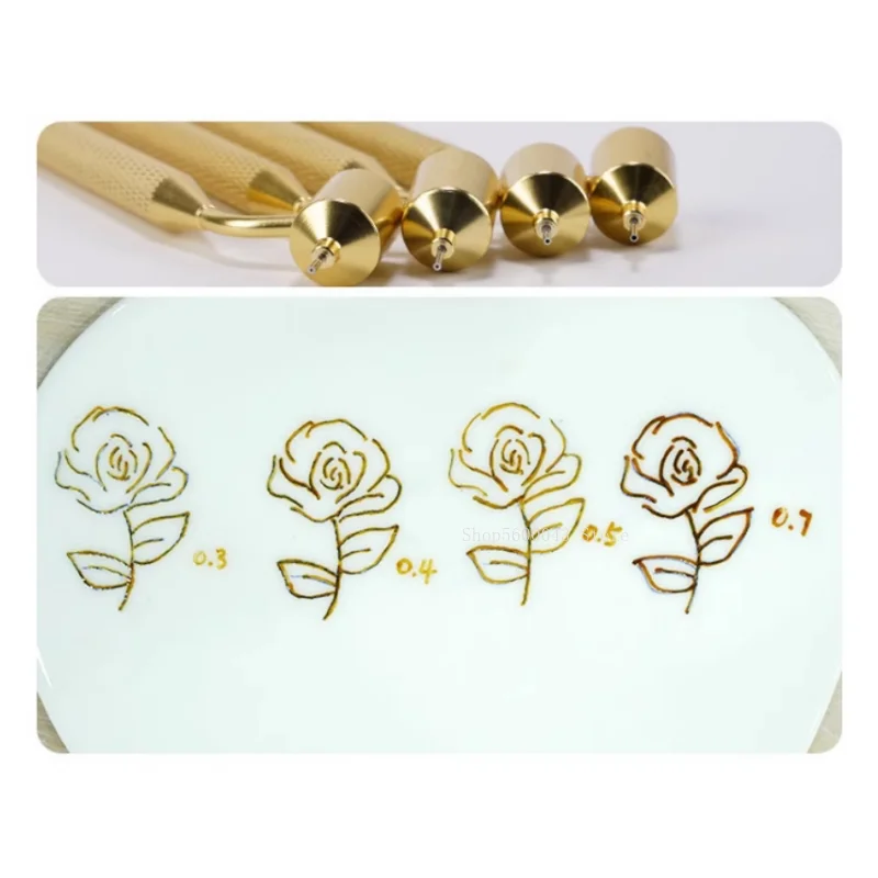 Keramik Pigment Zeichnung Goldene Stift 0,3/0,5/0,7mm Flüssigkeit Schriftsteller DIY Keramik Malerei Färbung Glattes Schreiben keramik Werkzeuge – Detail 7