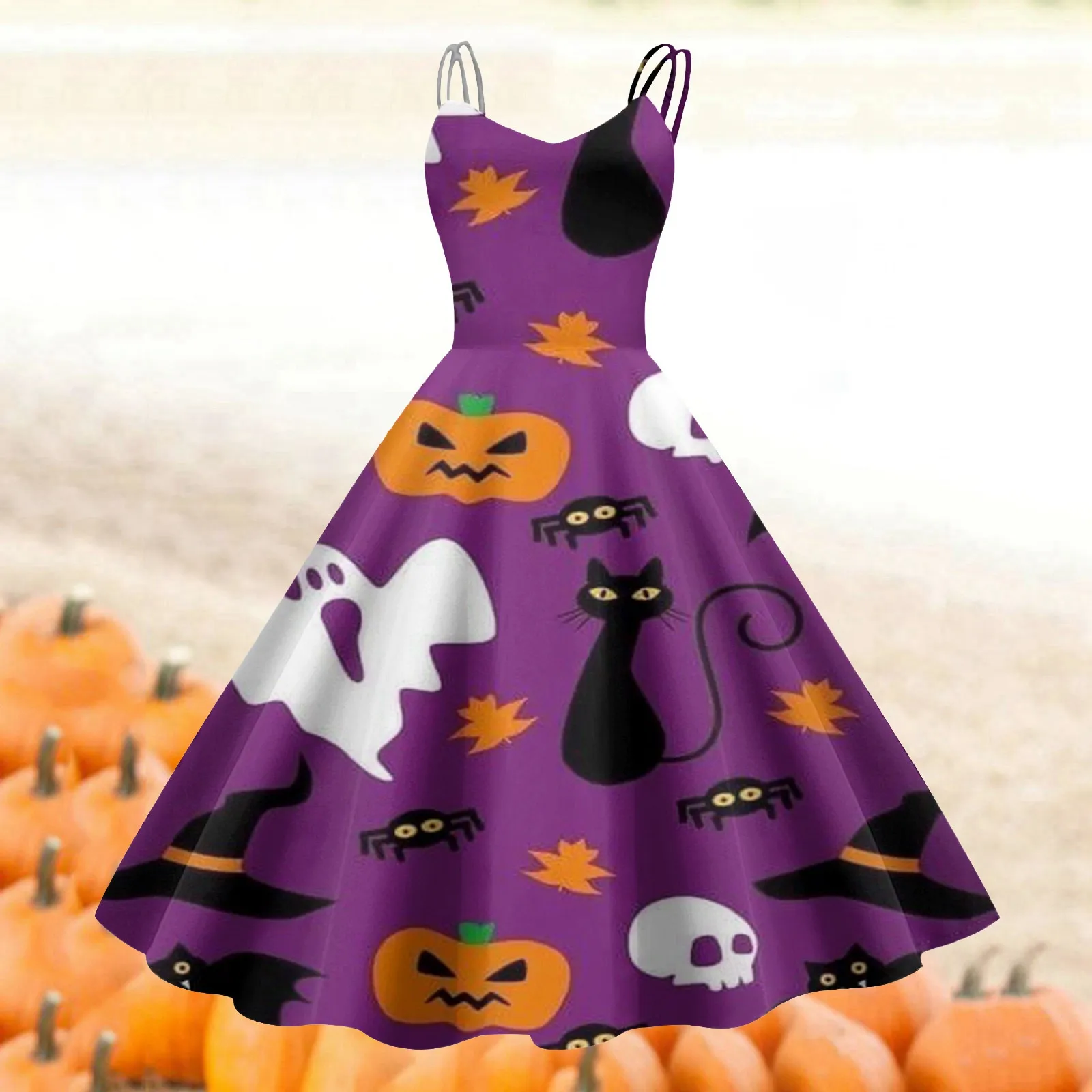 Boho Halloween Print Jurk Casual Maxi Voor Dames Zomer Jurk