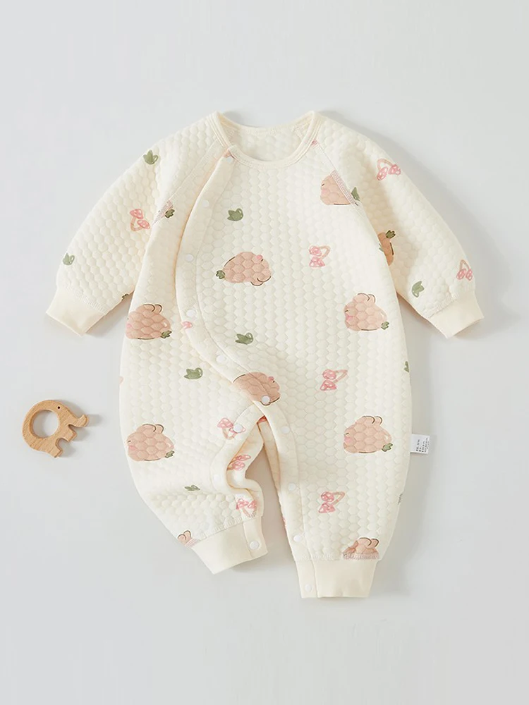 

Thiened Cotton Baby Rer Warm Bunting Suit for Newborn Autumn Winter Low Waist Long Pants 00% Cotton Qiuqi Brand