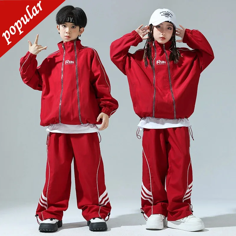 

Children Streetwear Boys Hip Hop High Collar Jacket Joggers Pants Girls Sport Coat Kids Jazz Pullover School Unifoms Clothes Set