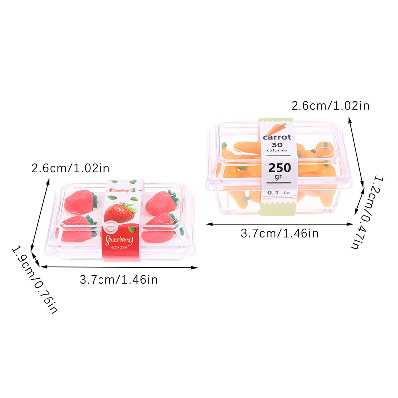 Accessoires pour maison de poupée 1/12, Mini supermarché, modèle de fruits et légumes avec boîte transparente, décoration alimentaire simulée pour maison de poupée