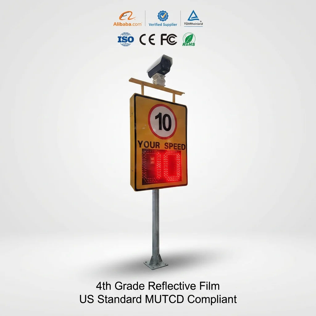Radar Speed Limit Traffic Sign Board 24 in UV Printed with Audible Alert and Fifth Grade Reflective Film Geelian Brand