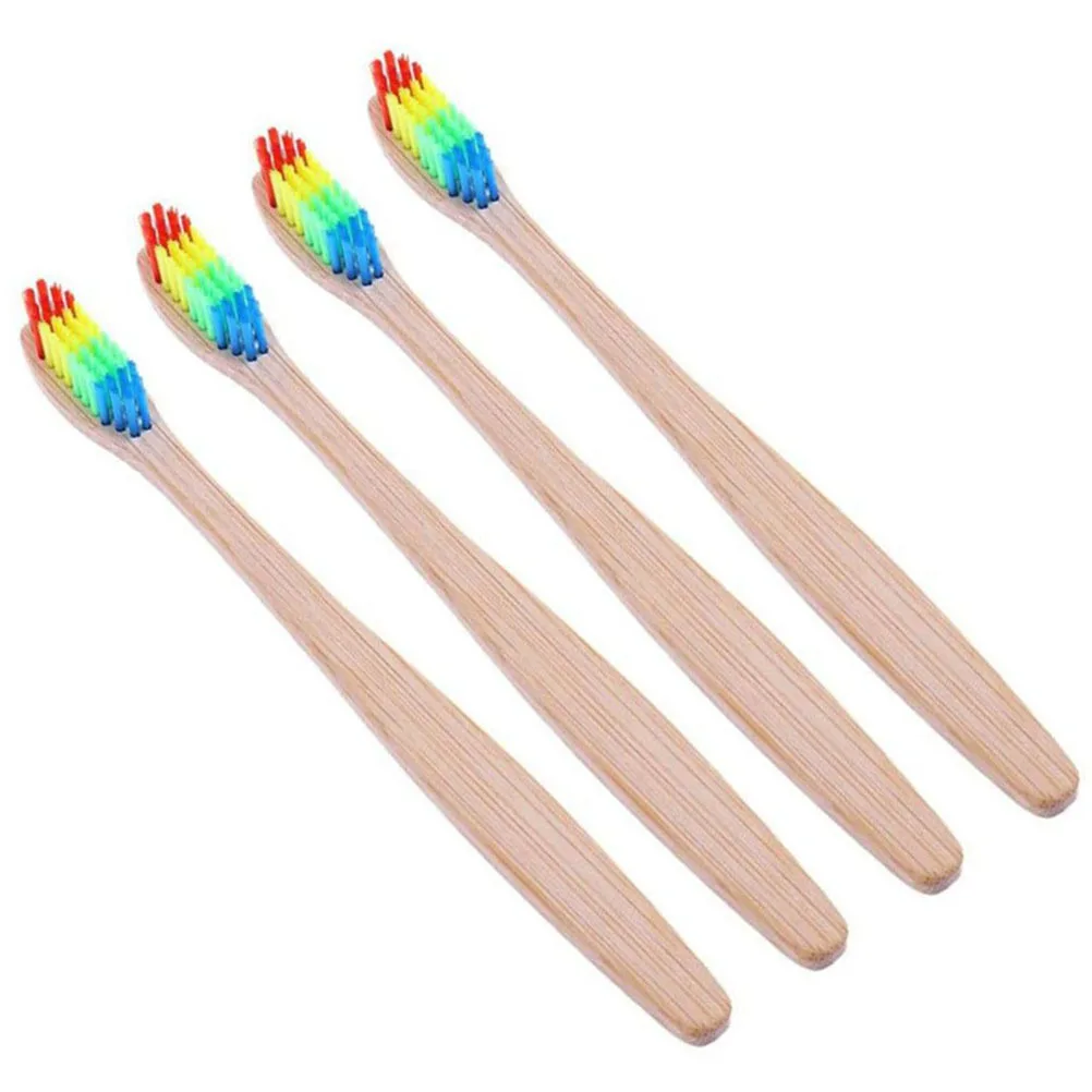 4 قطعة فرشاة أسنان مصنوعة من خشب الخيزران قبضة مريحة لا حاجة إلى مقبض جاف بعد الاستخدام للسفر المنزل فرشاة أسنان مصنوعة من خشب الخيزران الكبار فرشاة الأسنان