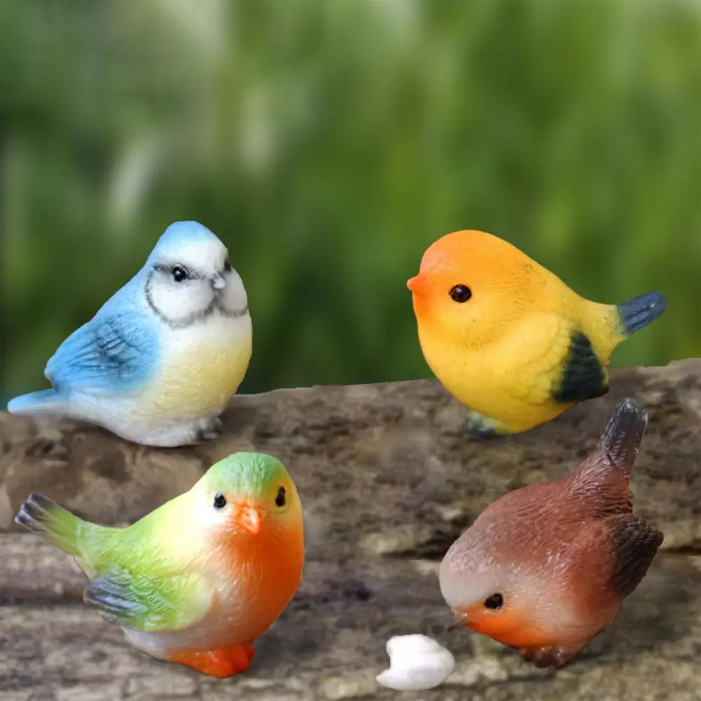 Miniature Bird Figurine Small Bird Decoration Mini Bird Figurine Resin Sculpture Tiny Figure Cake Topper Miniature for Fairy