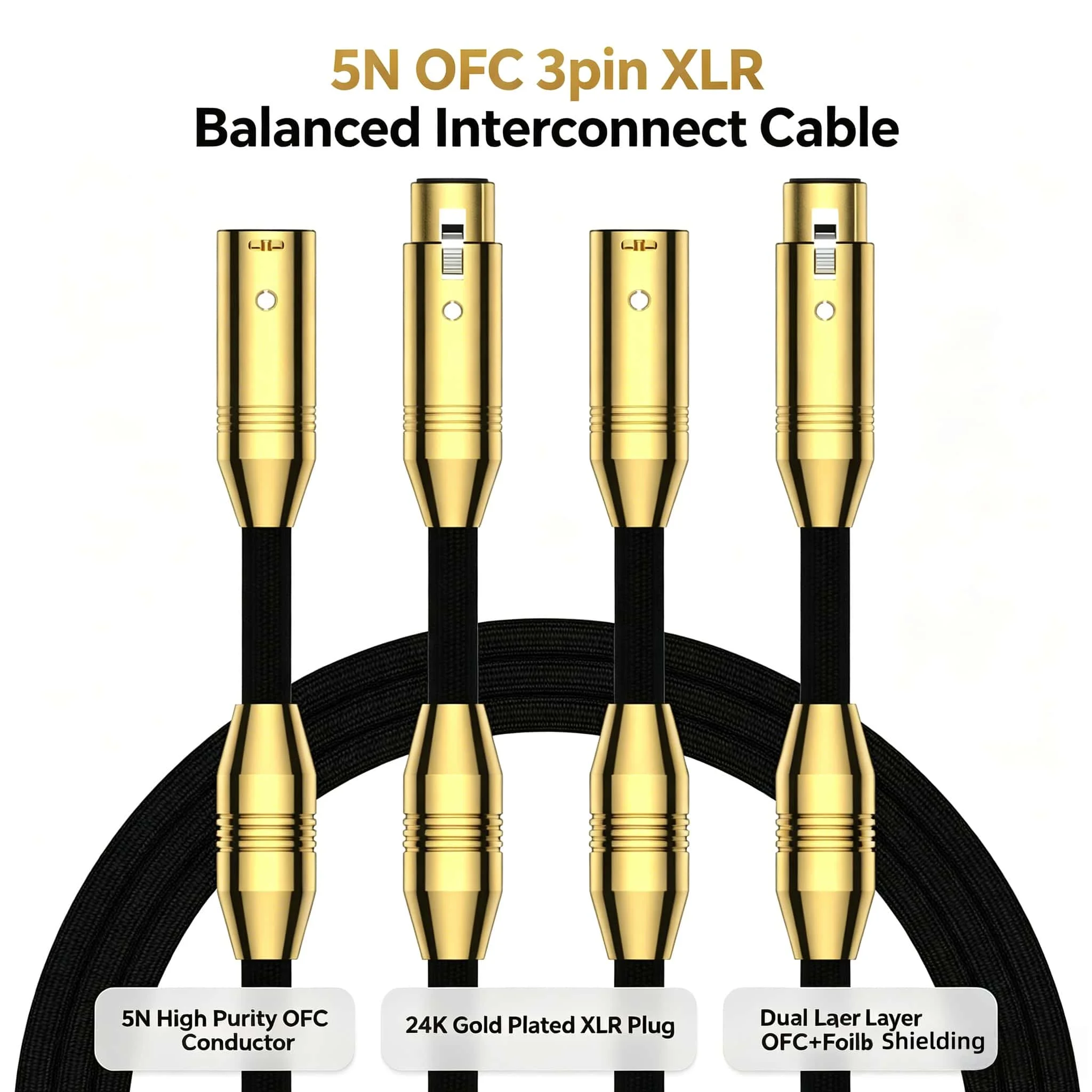 

Audiocrast PC802 XLR Cable High Purity 3Pin Male/Female Balanced Plug Analog Audio Interconnect High-End Sound Quality