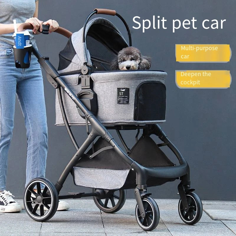 2024 Dog Cart Folding and Separating Pet Carts Dog Outing Dog Carts Cat Small Carts Lightweight and High-quality for Driving