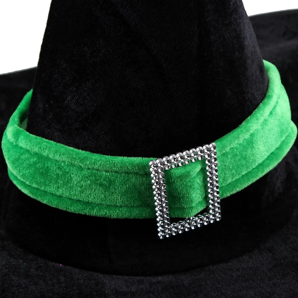 

Witch Hat Black Green Velour 40*38*19Cm Halloween Costume Party Accessory Sorceress Fancy Dress Carnival Decor