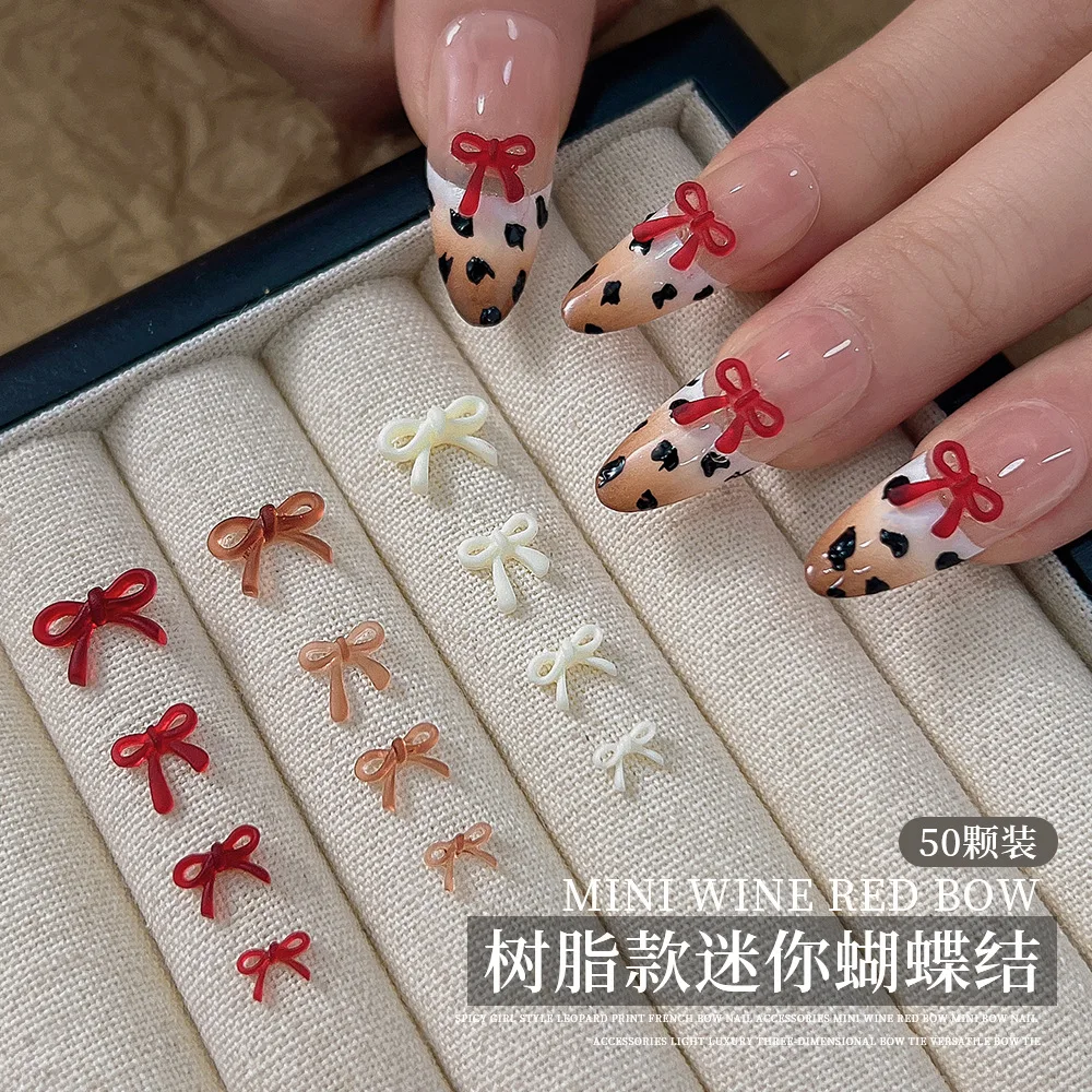 

50PCS Autumn Butterfly Bow Nail Art Decorations Parts Multi Colors Resin Bow Tie DIY Nail Art Korean Cute Nail Charm Accessories