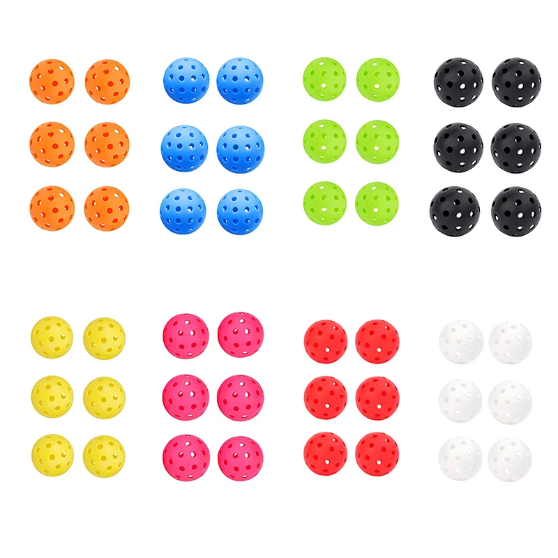 6Pcs Pickleball 40 Holes 74MM Colorful Pickleballs Durable Training Entertainment Paddle Ball For Competition Practice Supplies