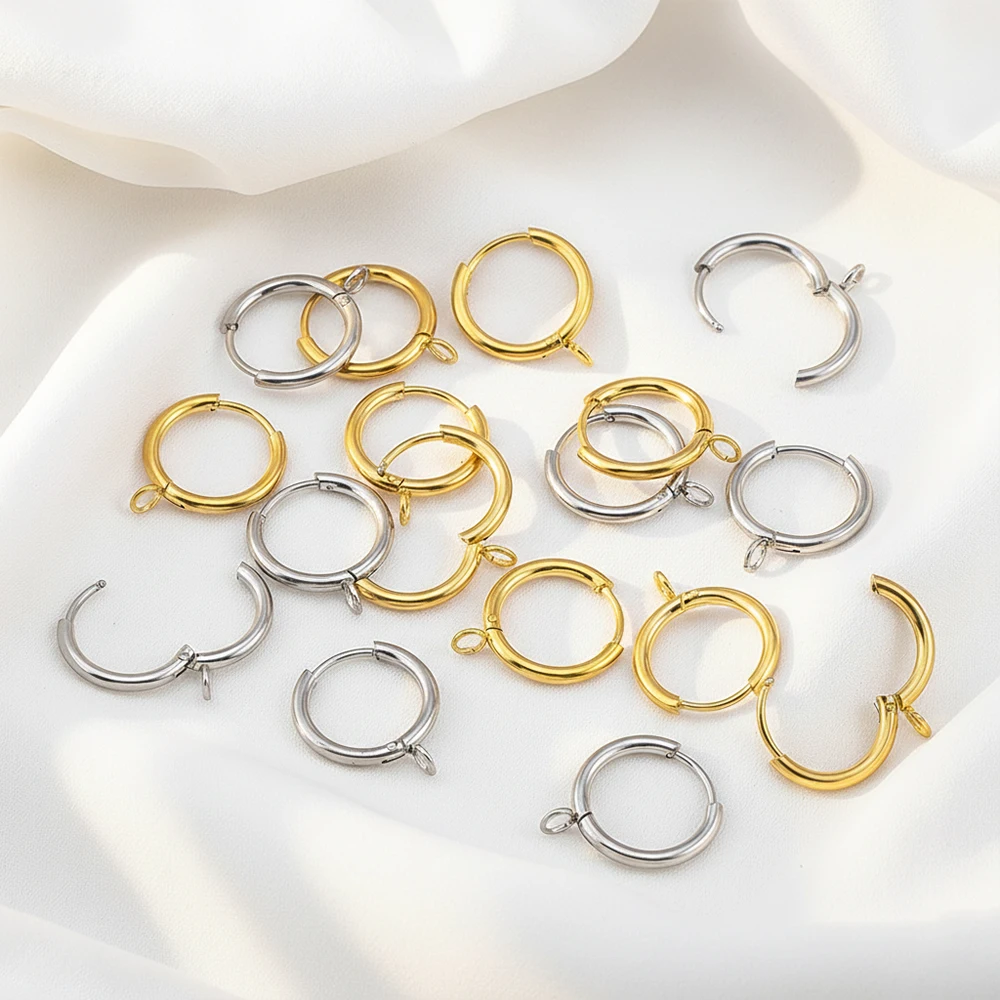 2pcs 10pcs Stainless Steel Earrings Accessories Base Earring Hook With Hole Women French Earring Settings for DIY Jewelry Making view 4