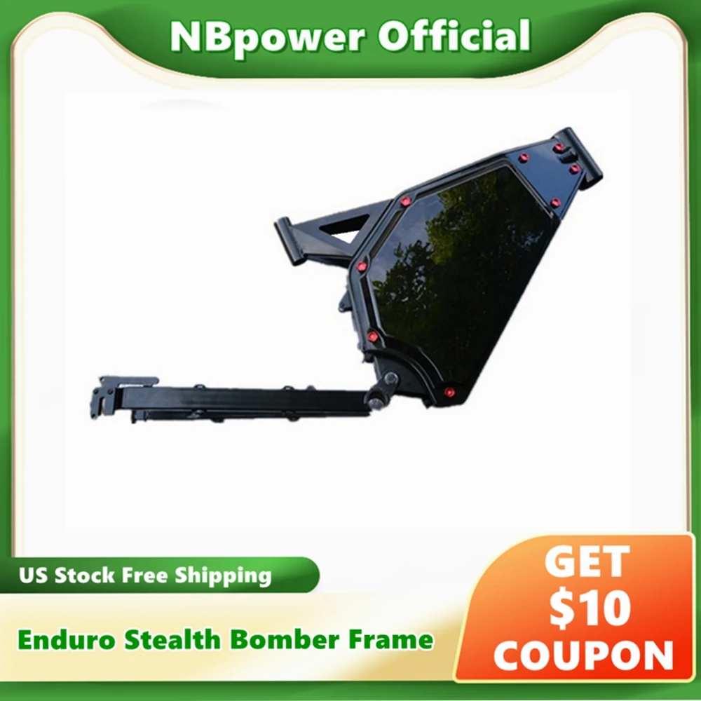 US Stock NBpower Enduro Ebike Frame, Black Stealth Bomber Frame for 3000W/ 5000W/8000W Motor Electric Bicycle  Inside Battery