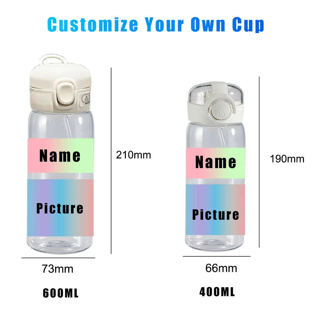 DIY Customized Water Cup Print Outdoor Portable Multi-color Children Pet Sports Student Thermal Kettle Birthday Christmas Gift