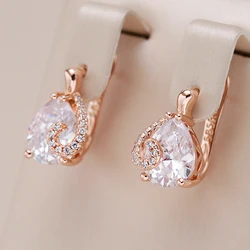 Kinel Heißer Wasser Tropfen Natürliche Zirkon Ohrstecker Für Frauen 585 Rose Gold Farbe Braut Hochzeit Mode Party Täglichen Edlen schmuck