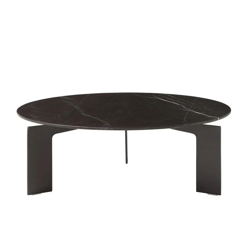 Customized Nordic Natural Black and White Root Marble Coffee Table Creative round Living Room Sample Room Simple Sofa