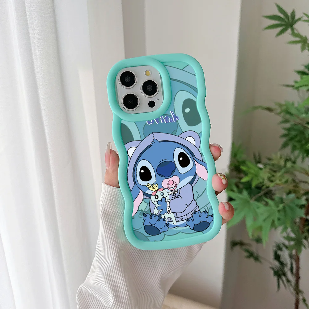 Cute baby Stitch Angel Phone Case for IPhone 15 14 13 12 11 Pro Max XR XS X 7 8 Plus SE20 Candy Color Soft TPU Back Cover