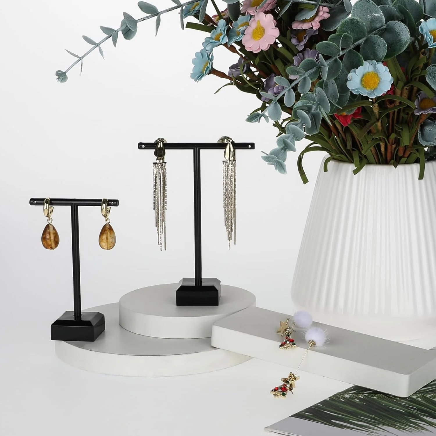 

2 шт. акриловая Т-образная витрина для ювелирных изделий, розничный держатель для сережек для магазина/транспортных шоу и фотографии, органайзер для ювелирных изделий, реквизит