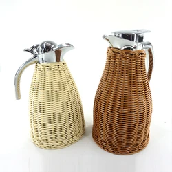 Serve Tea In Style Elegant Rattan Thermos Tea Carafe Safety And Reliable Coffee Thermal Carafe black 1.5L