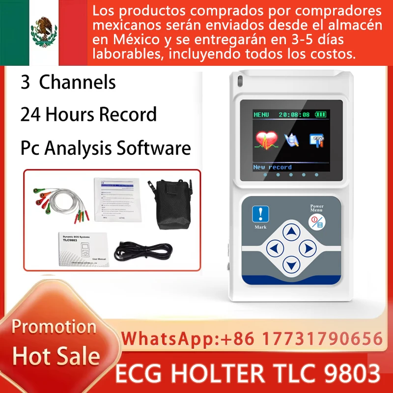 CONTEC TLC 9803 Sistema de monitorización de ECG dinámico Grabadora de 24 horas Holter TLC9803 Cable y electrodos adicionales gratuitarios