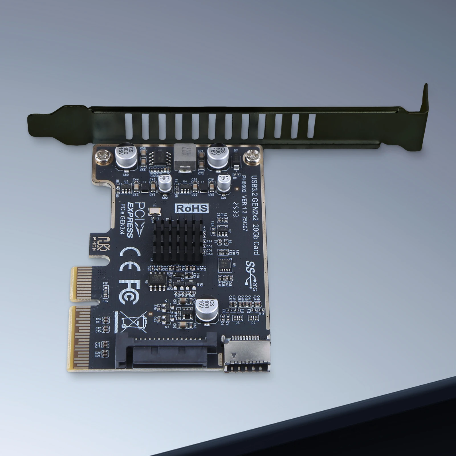 PCIE To Type-E Expansion Card PCI Express X4 To Type E ASM3242 Chip Front Panel Adapter USB 3.2 GEN2 20Gb Riser Board