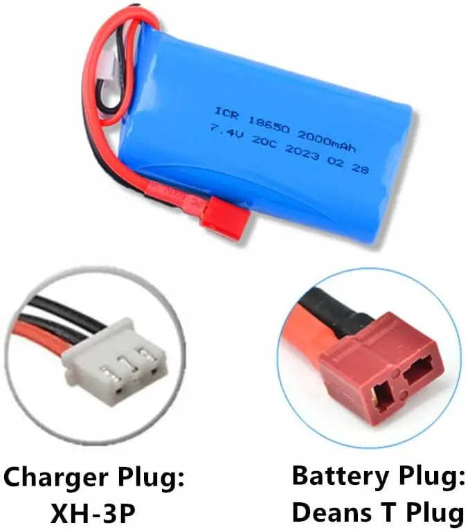 Batería lithium 7,4V 2000mAh 15C enchufe T para WLtoys RC - imagen 5