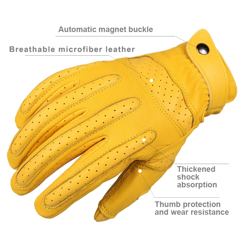 Retro Motorcycle Gloves Touchscreen Motorcyclist Gloves Full Finger Breathable Non-slip Motocross Riding Gloves мотоцикл