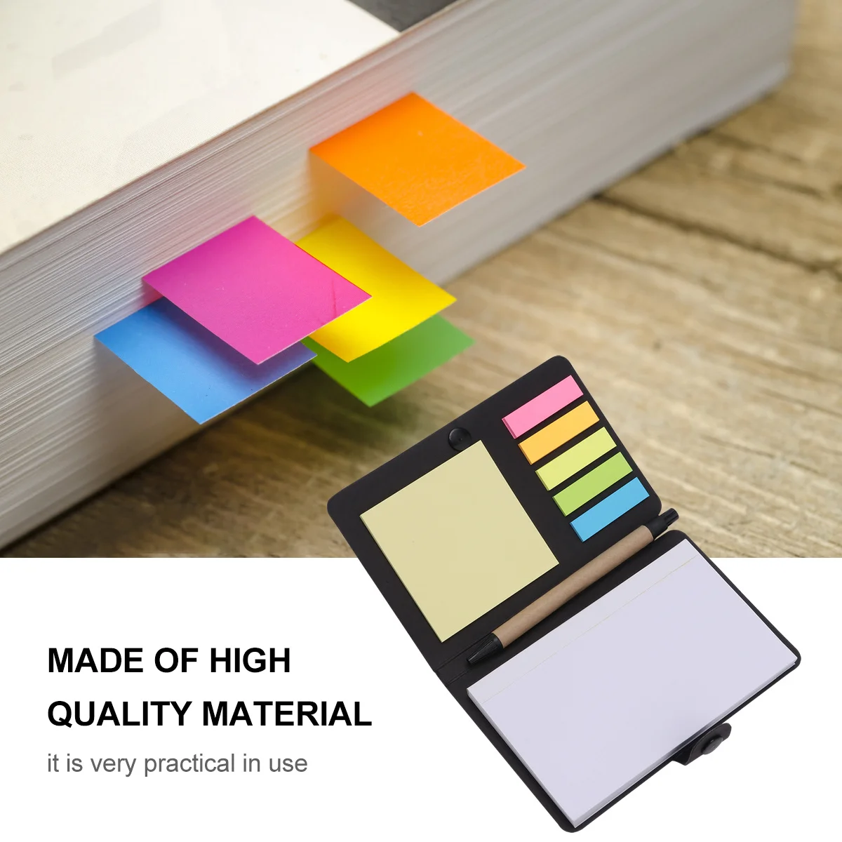 1 Set Sampul Kertas Kraft Buku dengan Tempat Pena Bantalan Memo Perekat Berbasis Air Portabel untuk Penggunaan Sehari-hari Perjalanan Kantor