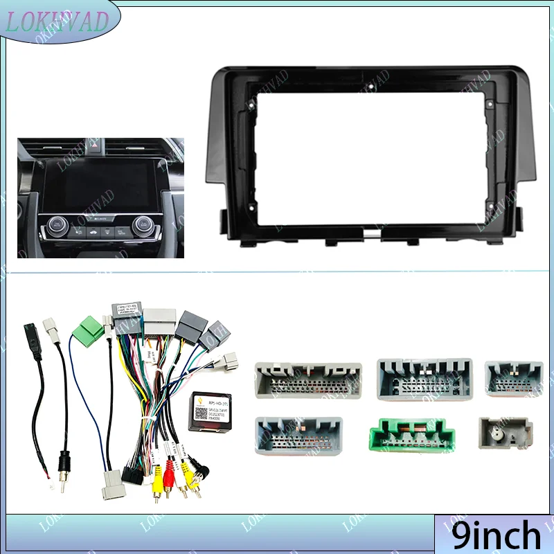 9 Inch Car Fascia Frame Adapter Canbus Box Decoder For Honda Civic 10 2015 - 2020 Android Radio Dash Fitting Panel Kit