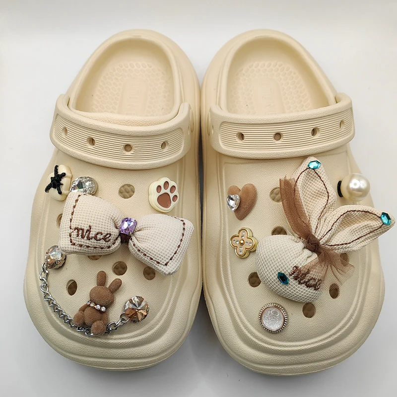 Rabbit Flash Drill Shoe Charm DIY Shoe Decorations Button Accessories for Bogg Bag Slides Sandals Clogs Kids Gifts