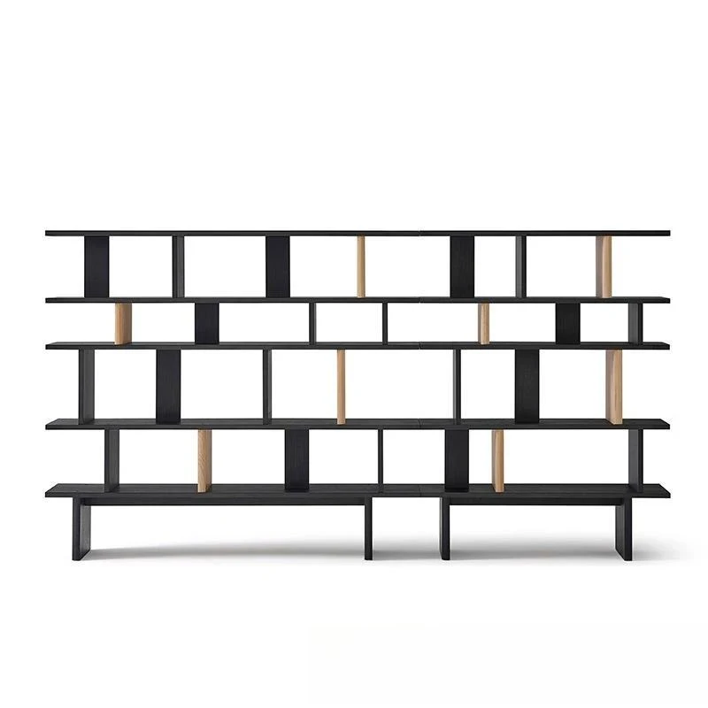 Simple and modern, solid wood bookshelf against the wall, creative designer, floor-to-ceiling display shelf