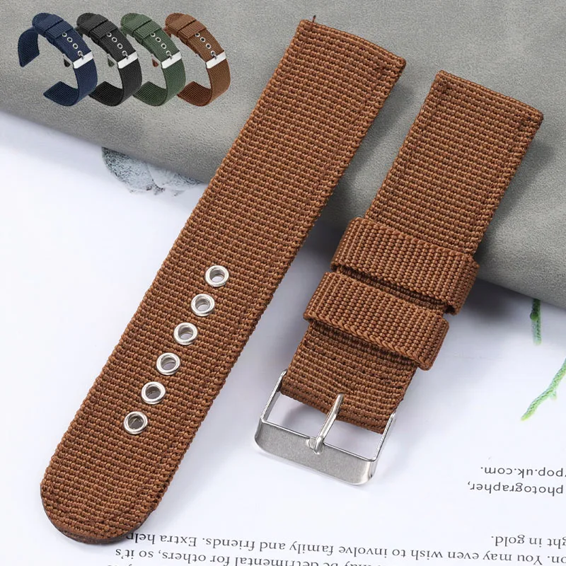 ผ้าใบนุ่ม 16 มม.18 มม.20 มม.22 มม.24 มม.ไนลอนสําหรับ Samsung Galaxy สําหรับ Seiko สร้อยข้อมือทหารกีฬา ...